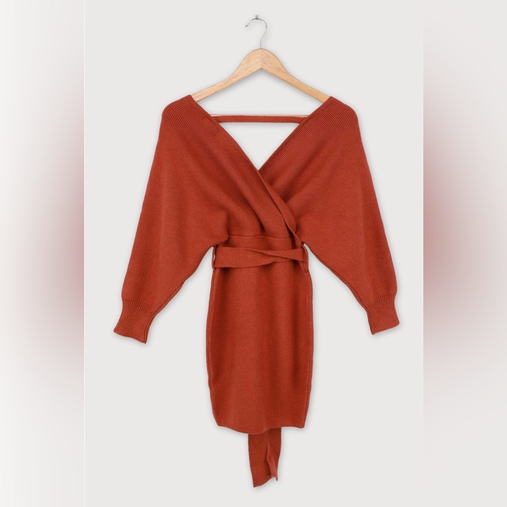 Modena Rust Brown Dolman Sleeve Bodycon Sweater Dress Lulus - Picture 5 of 12